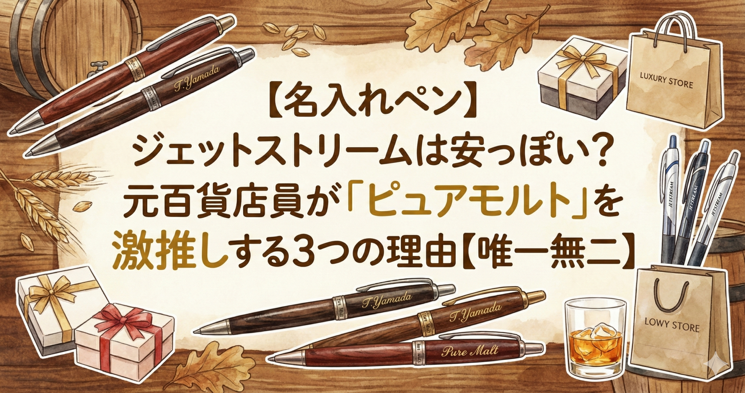 【名入れペン】ジェットストリームは安っぽい？元百貨店員が「ピュアモルト」を激推しする3つの理由【唯一無二】