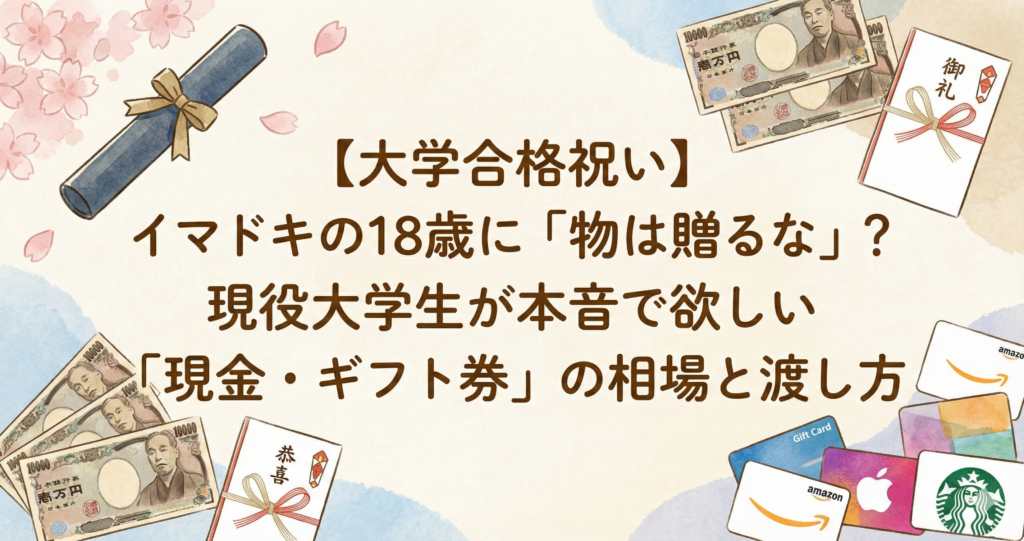 【大学合格祝い】イマドキの18歳に「物は贈るな」？現役大学生が本音で欲しい「現金・ギフト券」の相場と渡し方